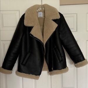 Mango Black Faux Shearling Jacket XXS